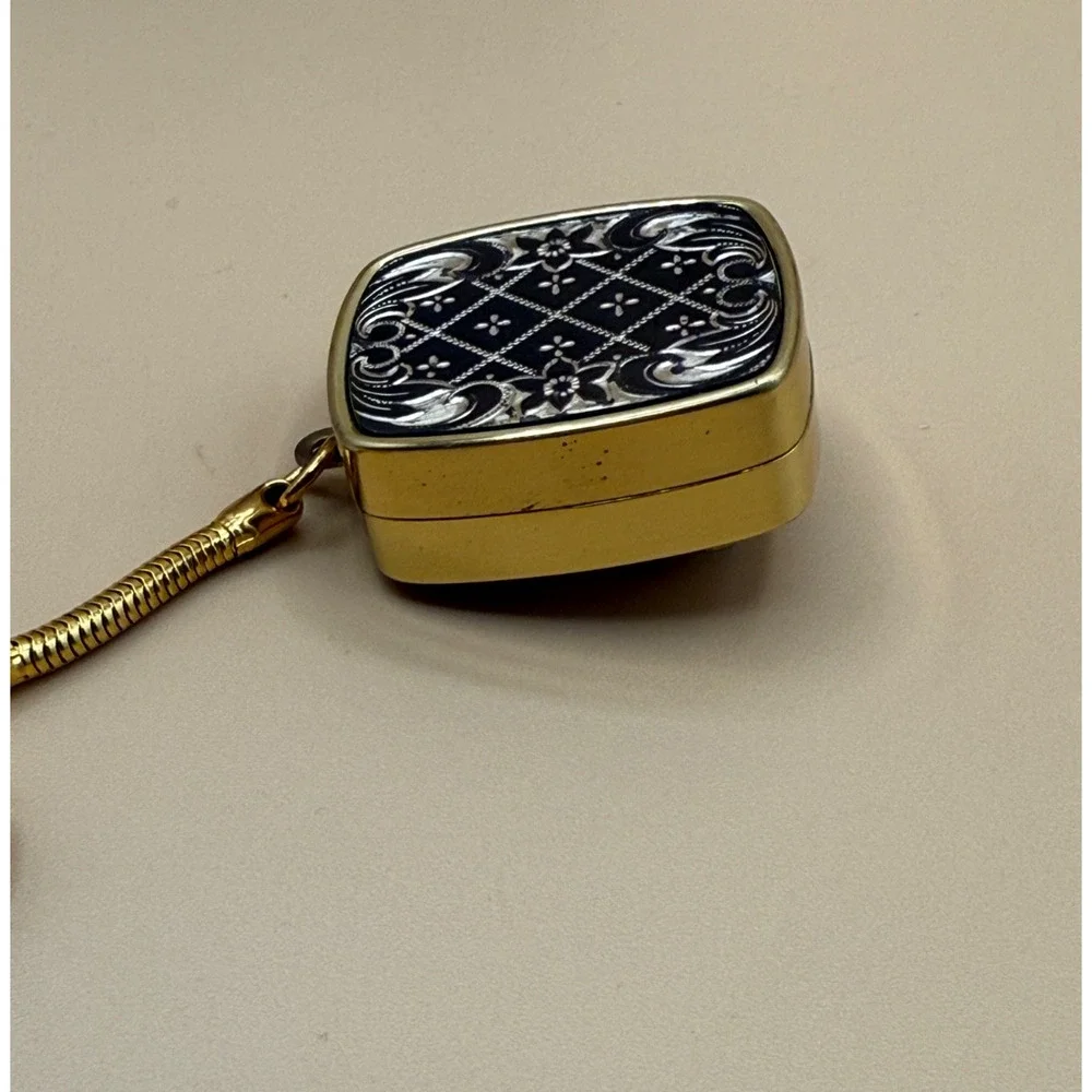 Vintage Sankyo Love Story Music Box Keychain Damascene Japan w/ Box Works